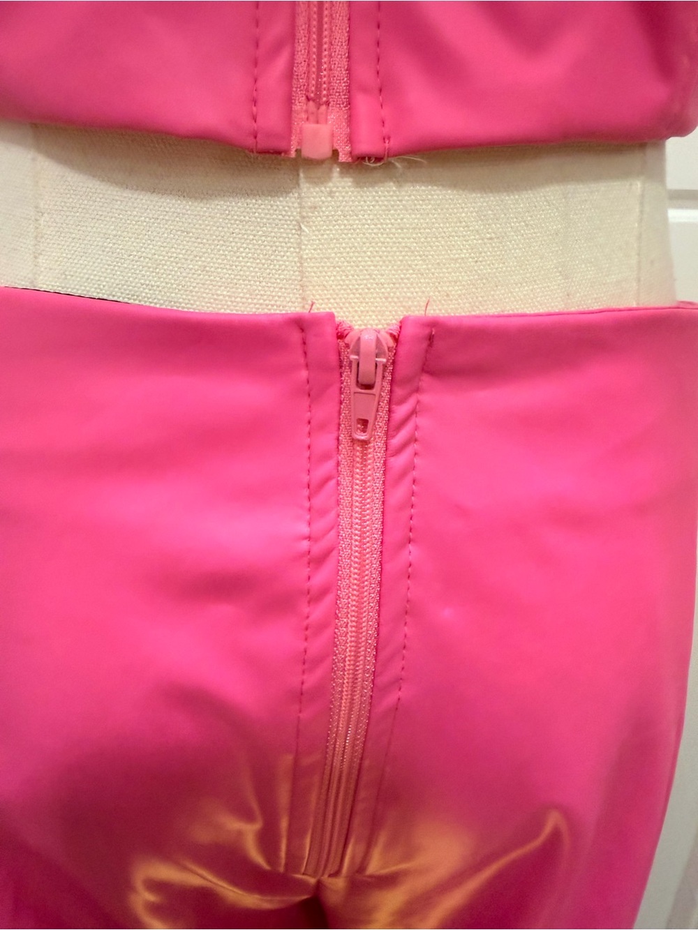Windsor Hot Pink Lace-Up Wide Leg Rhinestone 2PC Pant Set - Picture 9 of 10